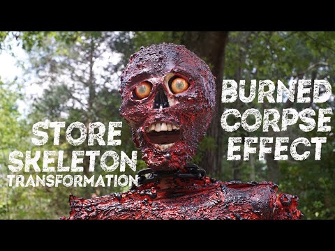 Halloween Store Skeleton Transformation - Burned corpse effect skeleton corpsing