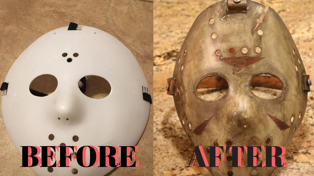 $1 Walmart Jason Mask Makeover- Jason Voorhees Mask DIY Tutorial Friday the 13th